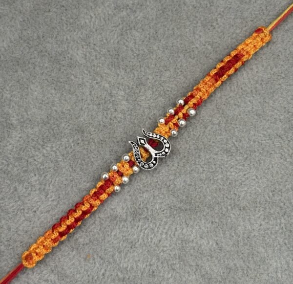 Oxidised damru silver rakhi