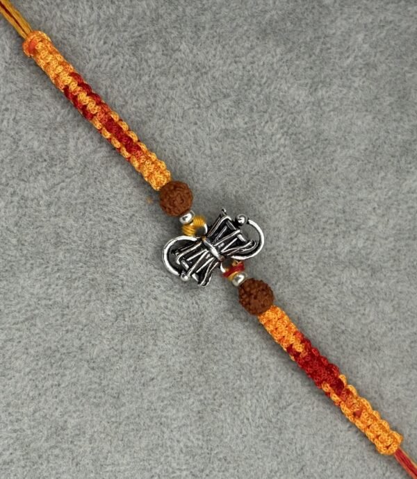 Oxidised damru silver rakhi