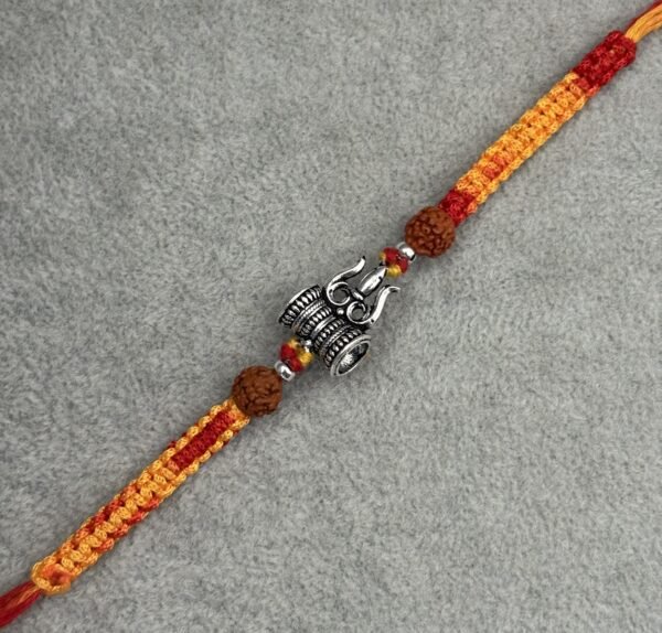 Oxidised damru silver rakhi