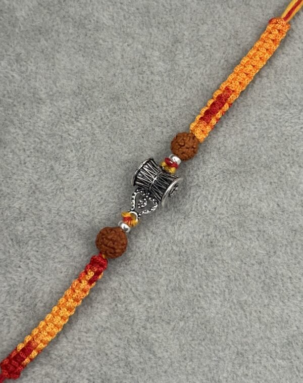 Oxidised damru silver rakhi