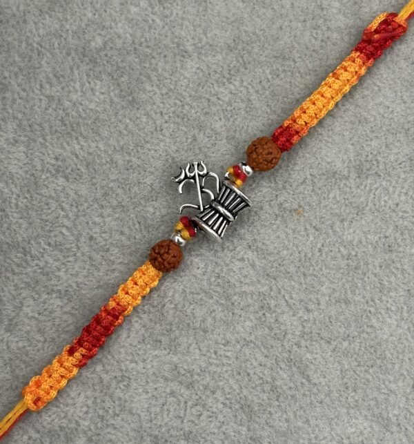 Damru trishool om silver rakhi