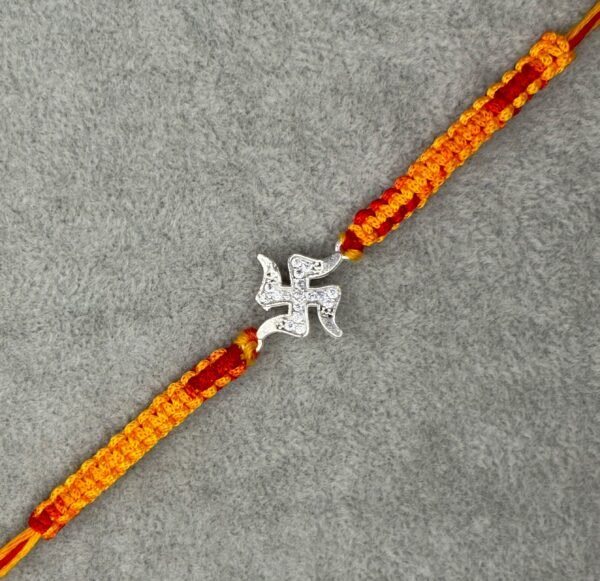 Swastik silver rakhi