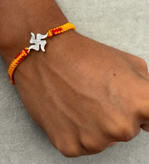 Swastik silver rakhi - Image 3