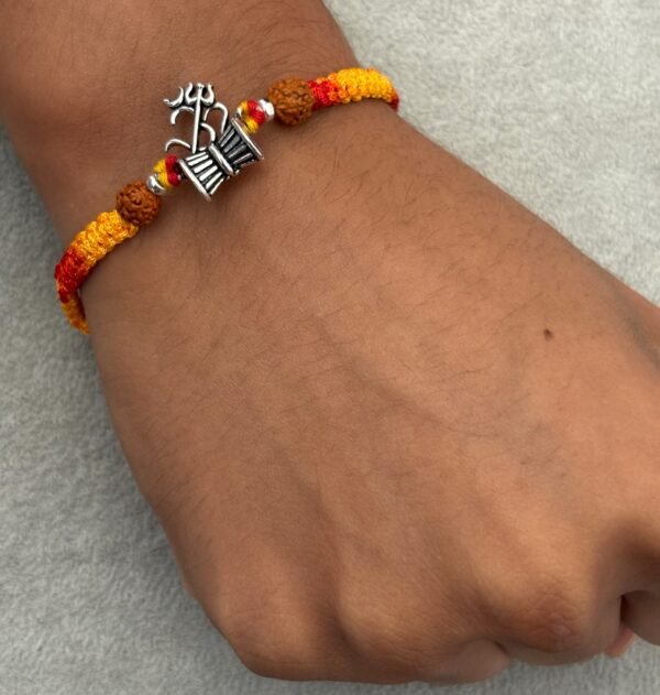 Damru trishool om silver rakhi - Image 3