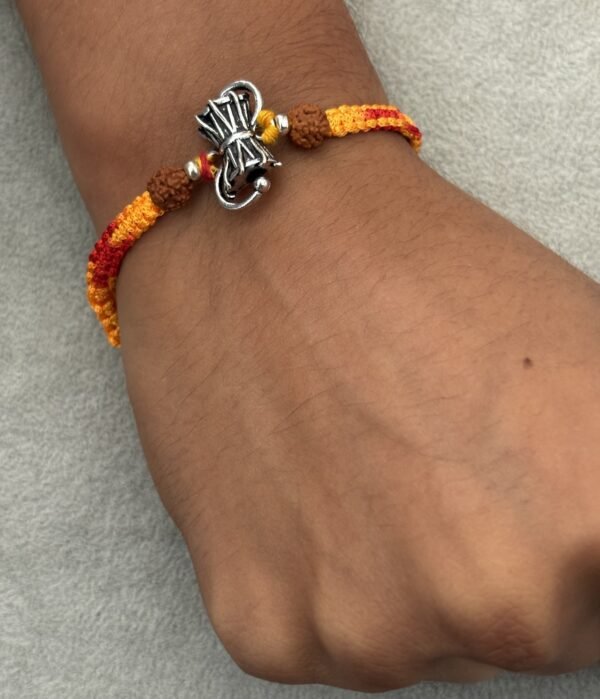 Oxidised damru silver rakhi - Image 3
