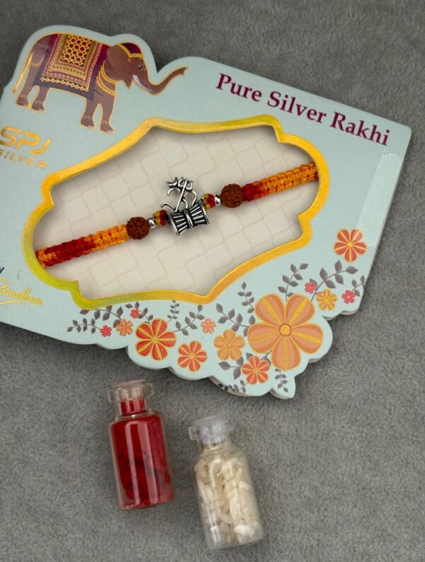 Damru trishool om silver rakhi - Image 4