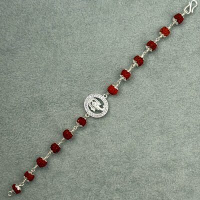 lord ganesha silver rudraksha bracelet