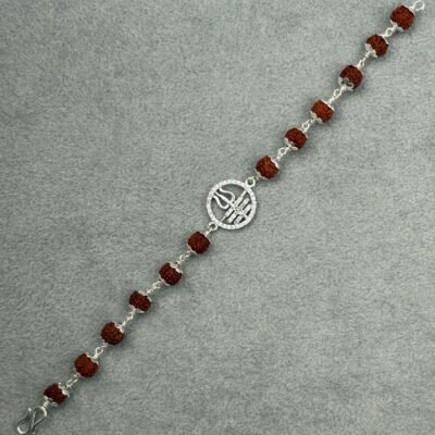 trishool silver rudraksha bracelet