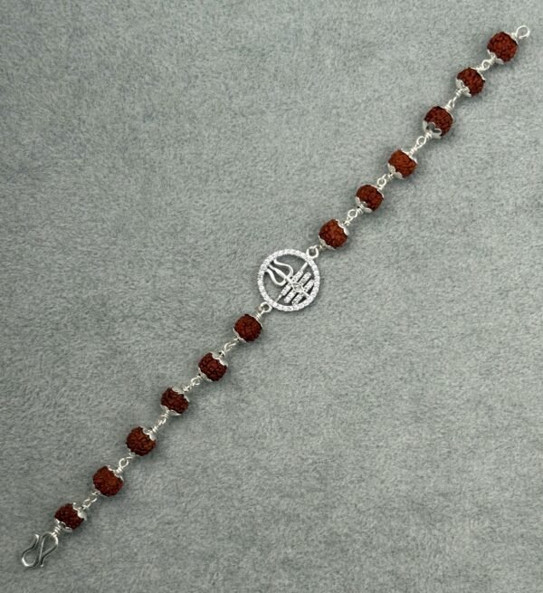 trishool silver rudraksha bracelet