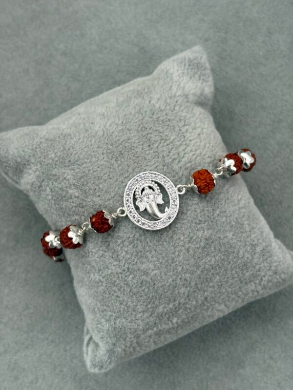 lord ganesha silver rudraksha bracelet - Image 2