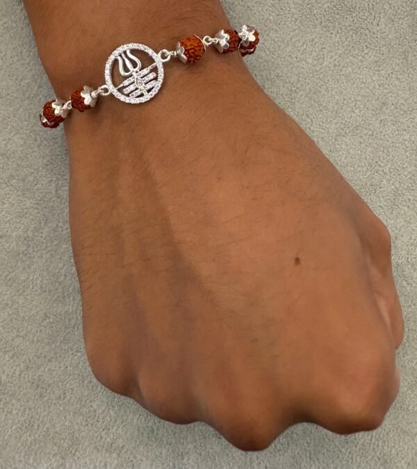 trishool silver rudraksha bracelet - Image 3