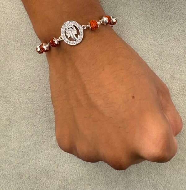 lord ganesha silver rudraksha bracelet - Image 3