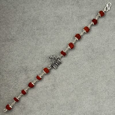 oxidised om trishool damru rudraksha bracelet