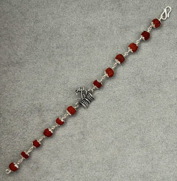 oxidised om trishool damru rudraksha bracelet
