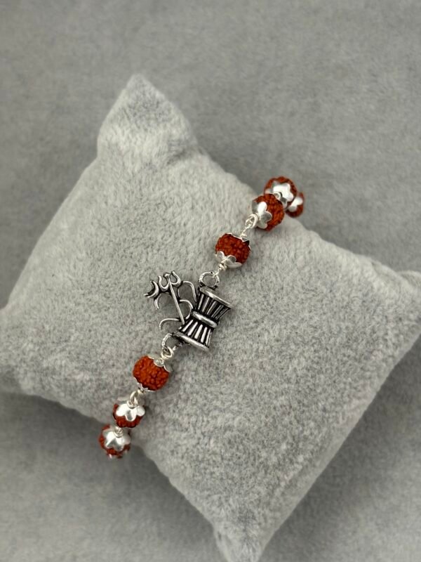 oxidised om trishool damru rudraksha bracelet - Image 2
