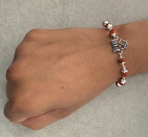oxidised om trishool damru rudraksha bracelet - Image 3