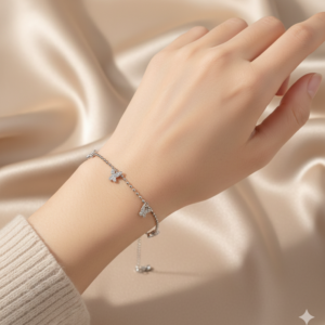 Butterfly drop silver bracelet