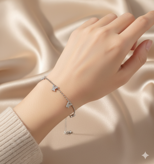 Butterfly drop silver bracelet