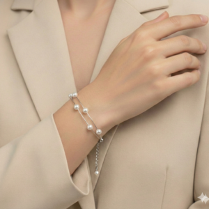 Pearl drop silver bracelet