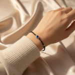 Evil eye black beads silver bracelet