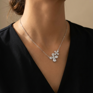 Floral silver necklace