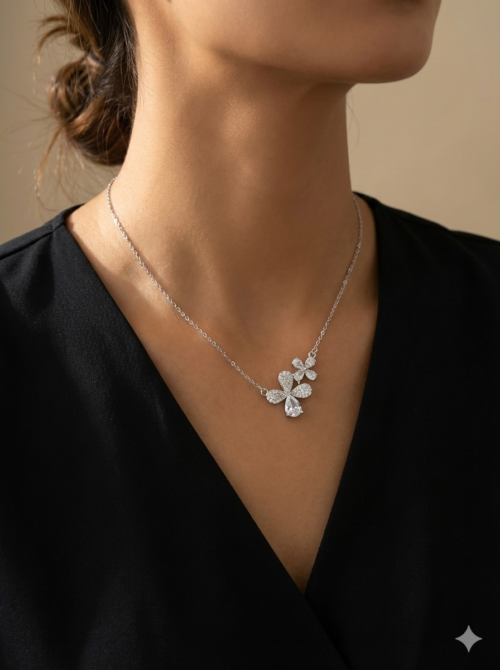 Floral silver necklace