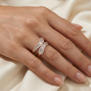 Cross over rose gold silver rings for women