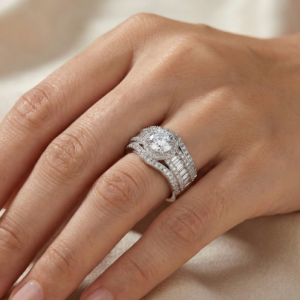 Baguette silver rings for women