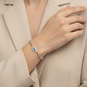 Infinity x evil eye silver bracelet