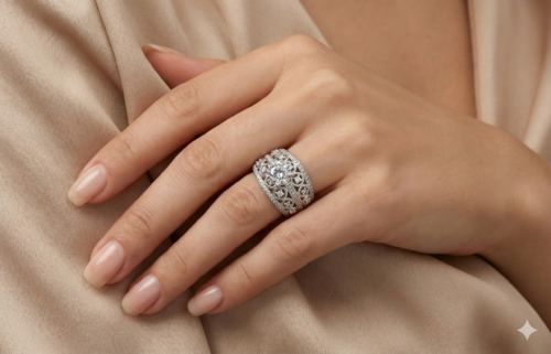 Halo solitarie silver rings for women