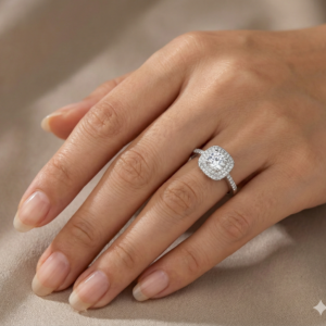 Cushion cut silver rings for women