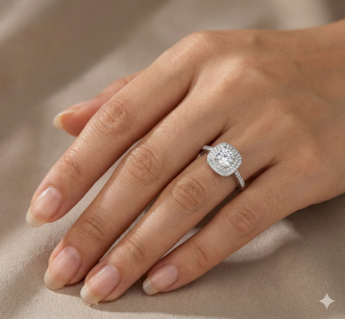 Cushion cut silver rings for women