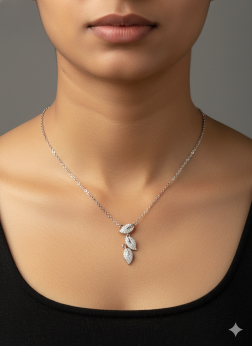 3 Leaf silver necklace
