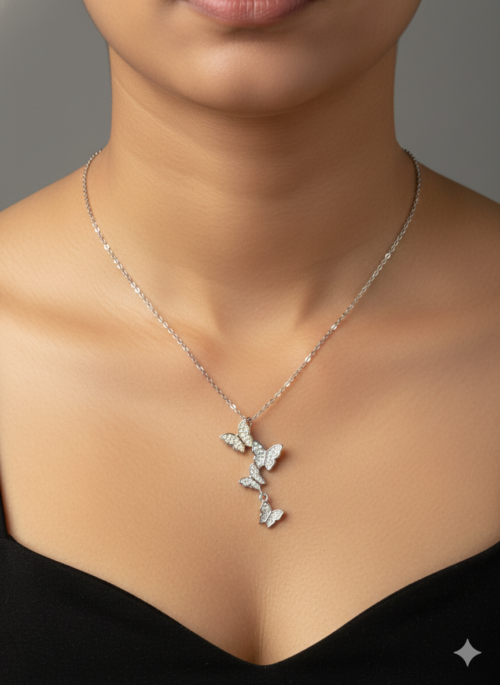 Butterfly silver necklace