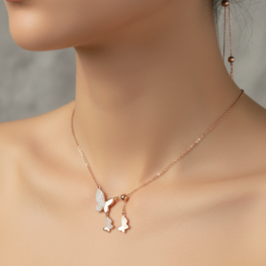 Butterfly mop silver necklace