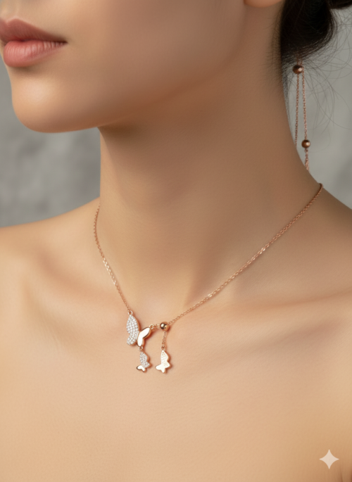 Butterfly mop silver necklace