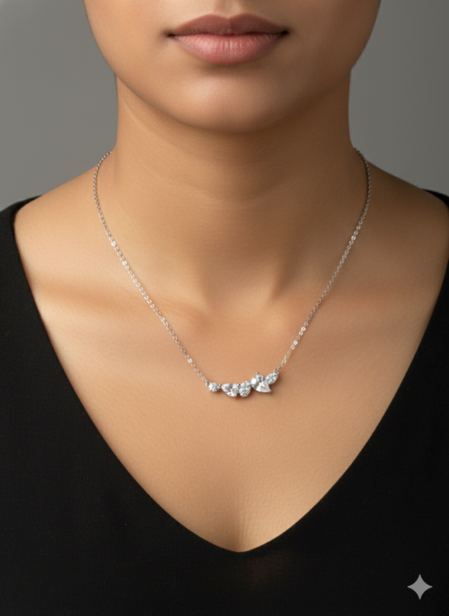 Cluster silver necklace
