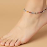 Multi colour silver anklet