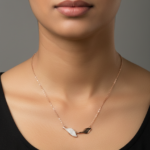 Rose gold leaf silver necklace