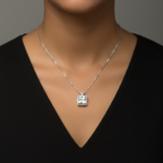 Square cz silver necklace