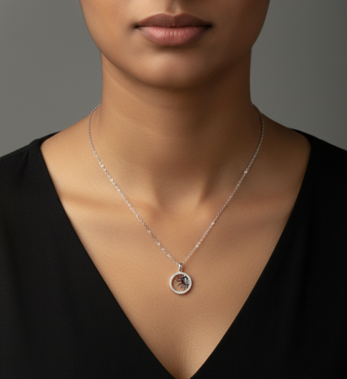 Sun charm silver necklace