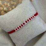 Floral Red Silver Rakhi