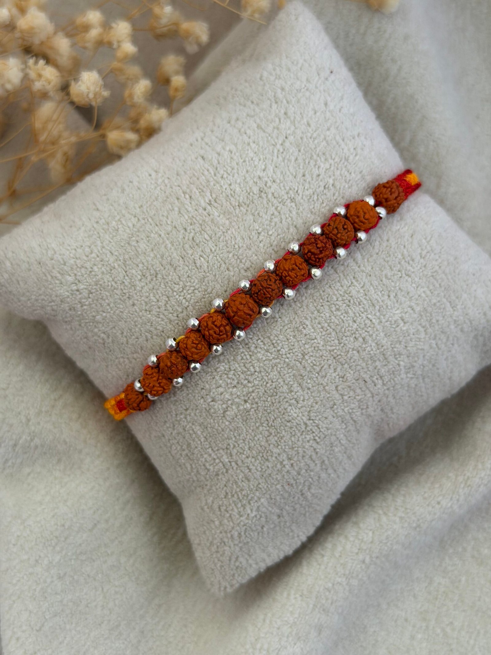 11 rudraksha silver rakhi