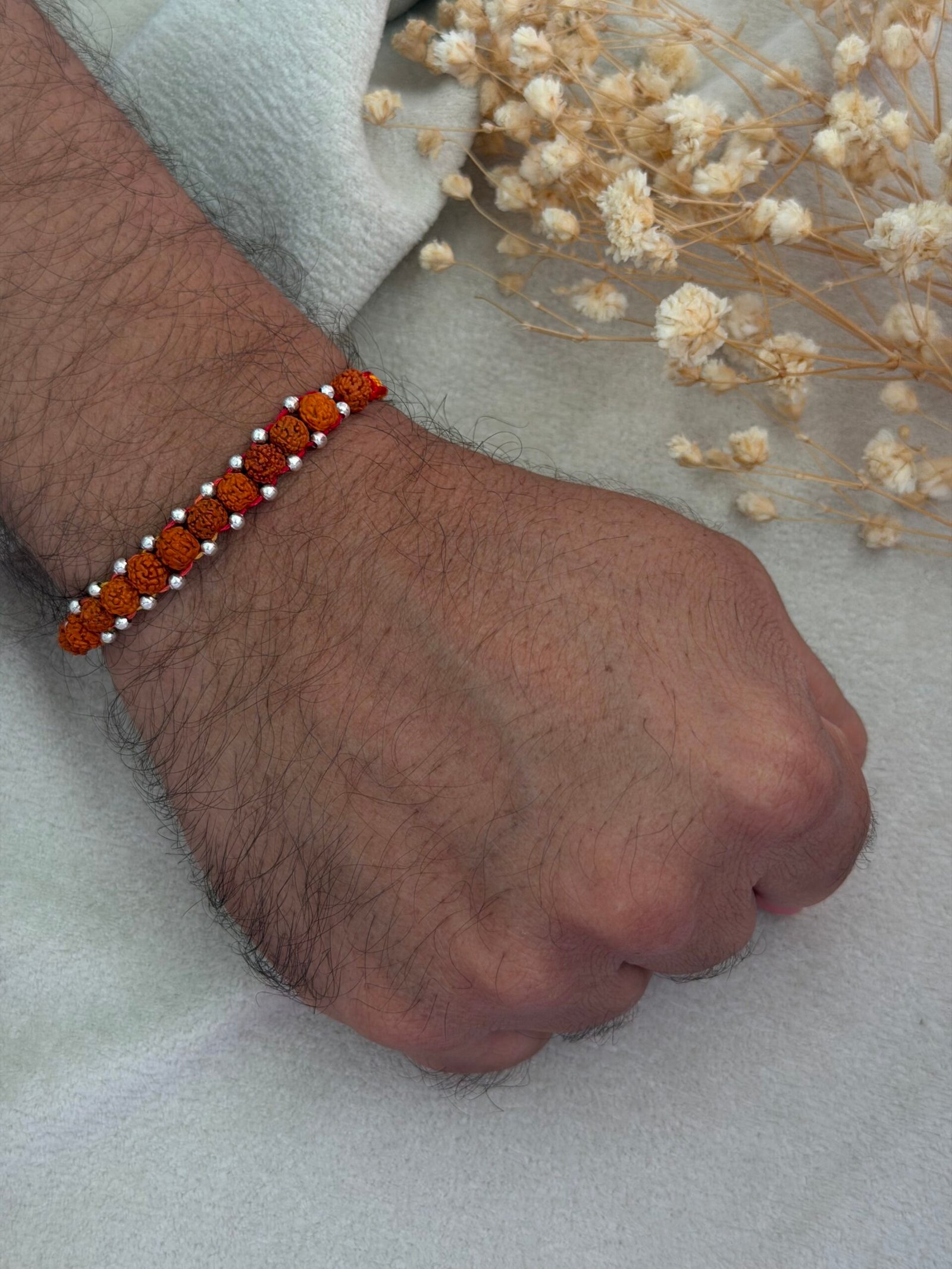 11 rudraksha silver rakhi - Image 2