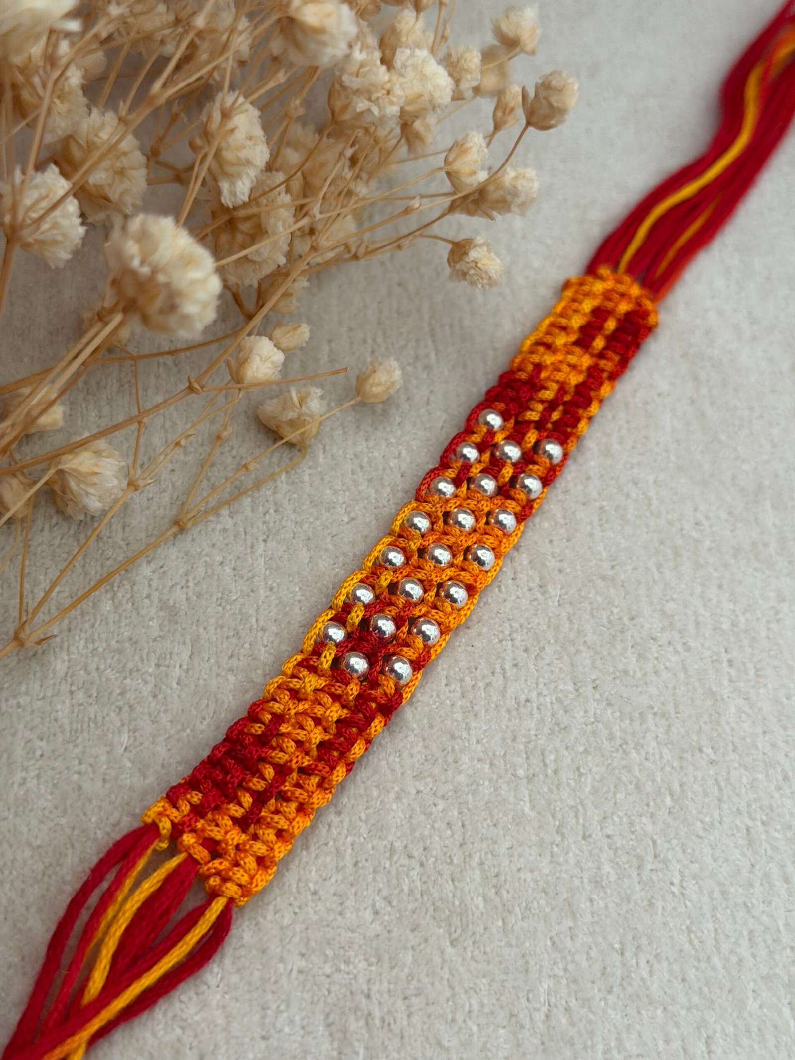 22 ball wide strip red silver rakhi - Image 4