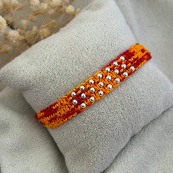 22 ball wide strip red silver rakhi