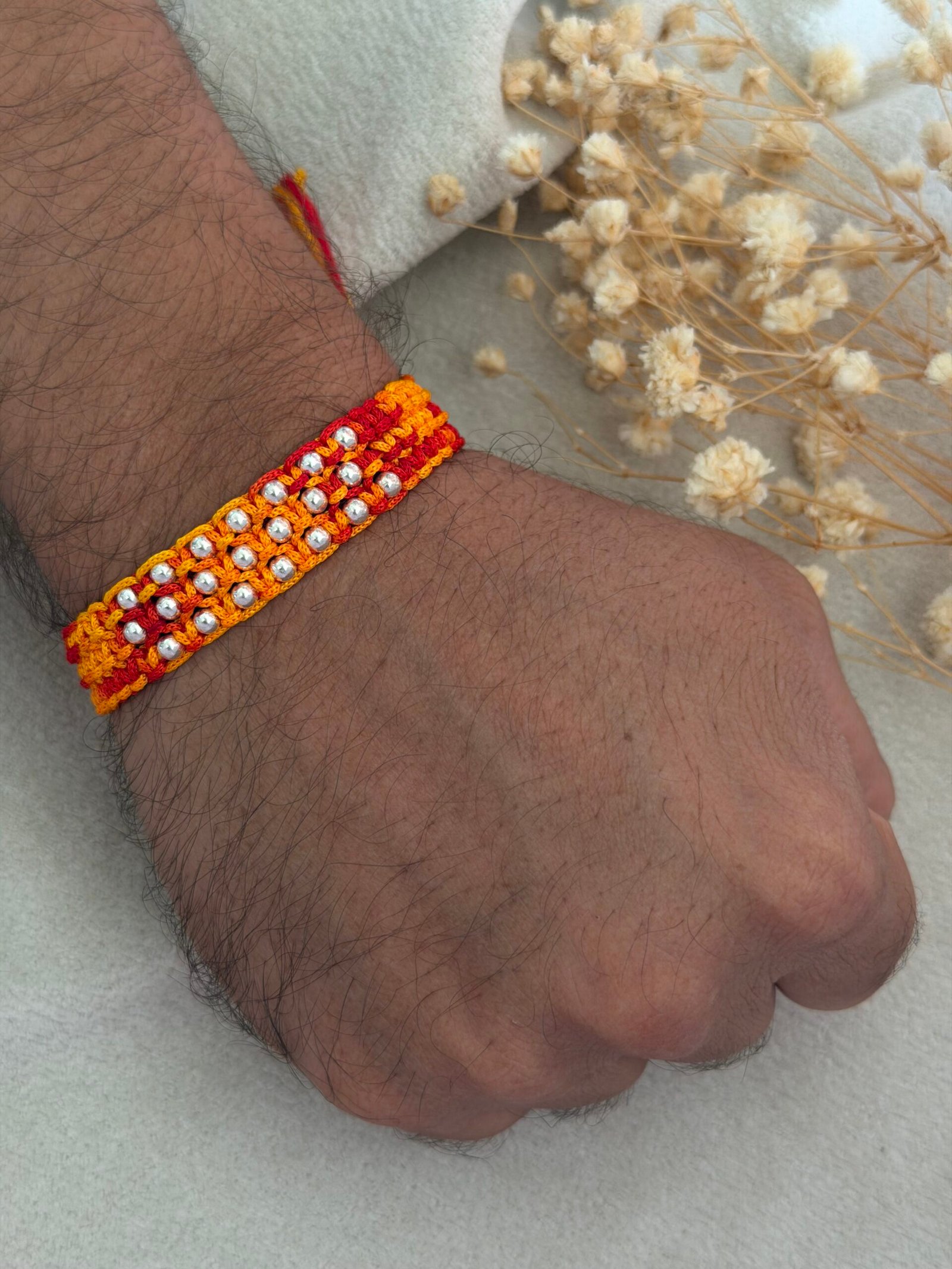 22 ball wide strip red silver rakhi - Image 2