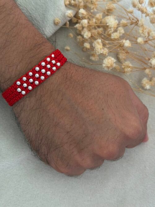 22 ball wide strip moli silver rakhi