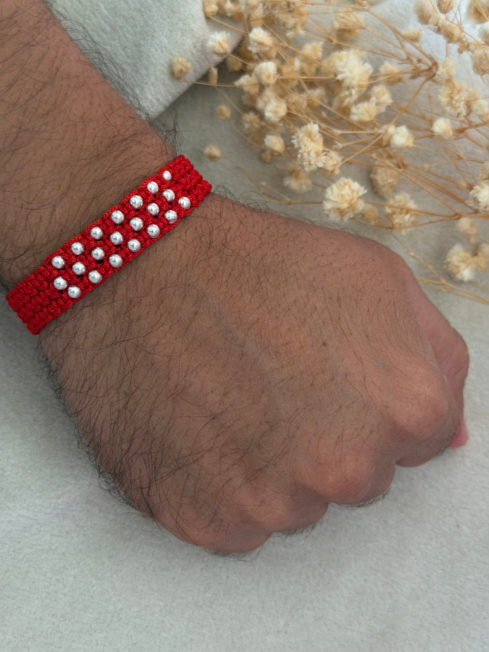 22 ball wide strip moli silver rakhi