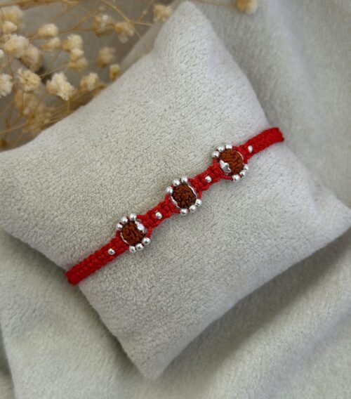 rudraksha floral rakhi red